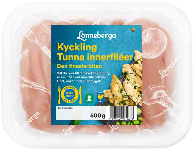 Lonneberga Kyckling Tunna innerfileer 500g 780